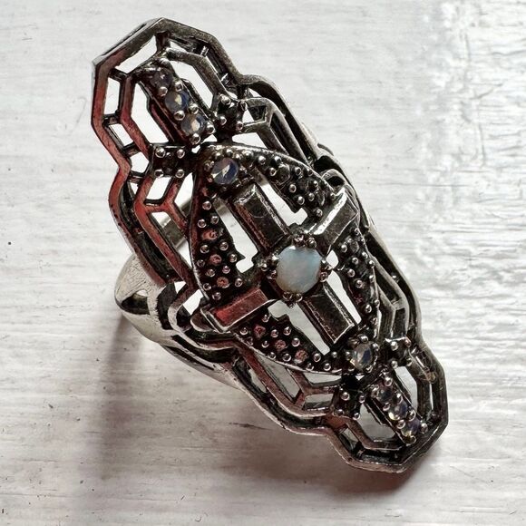 SUNAHARA MALIBU Alchemy Ring Silver White Blue Women’s Size 8 - Picture 3 of 6